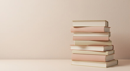 A neat stack of colorful books arranged on a white background, showcasing a diverse range of titles and inviting readers to explore the world of literature and knowledge.