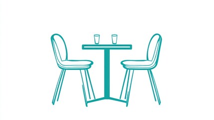 Cafe Table and Chairs Illustration
