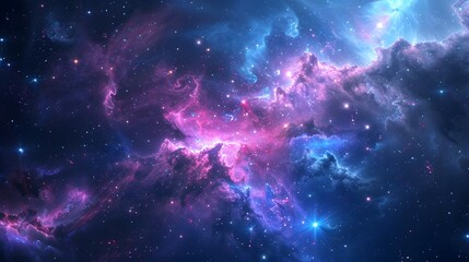 Fototapeta premium Mesmerizing Cosmic Nebula in Deep Interstellar Space with Glowing Stars and Abstract Celestial Designs