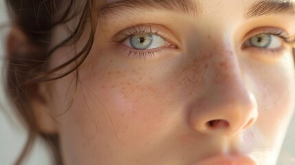 Fototapeta premium Glowing Skin Natural Makeup Portrait of a Beautiful Woman s Face