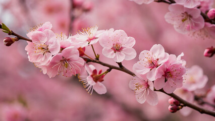 Fototapeta premium Delicate Pink Peach Blossoms in Springtime