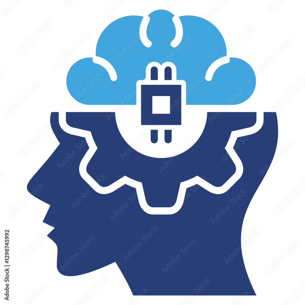 Poster artificial intellegence two color icon