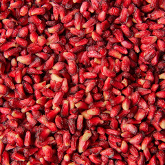 Dried fruit date detail pomegranate on the table up view.