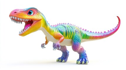 Obraz premium Colorful cartoon T-Rex on white background