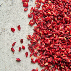 Dried fruit date detail pomegranate on the table up view.
