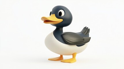 Naklejka premium Cute cartoon duck looking to the side