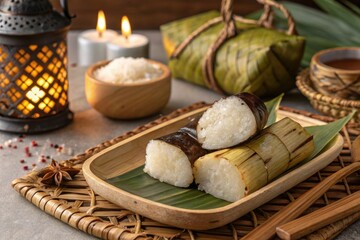Traditional Lemang Sticky Rice with Rustic Ambiance  
