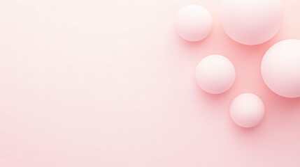 Mockup. Soft pale pink background with 3D rendered spheres and with gentle shadows creates a minimalist abstract design for gentle and modern clean concepts