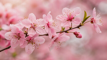 Naklejka premium Delicate Pink Peach Blossoms in Springtime