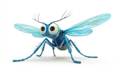 Fototapeta premium Cartoon mosquito in front of white background