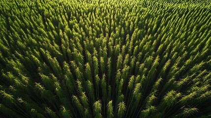 Vibrant bamboo field in nature with a white background aerial view of lush greenery