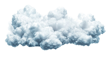 A fluffy, white cloud, featuring a soft, billowy texture and varying shapes. isolated on white background.