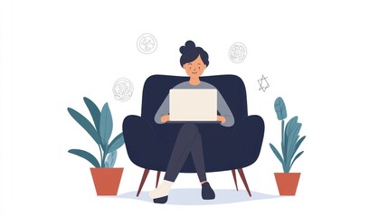 Fototapeta premium Woman Working on Laptop at Home (1)