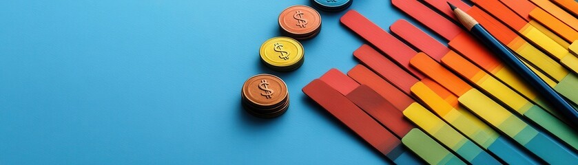 Obraz premium Financial forecasting flat design top view investment theme water color triadic color scheme
