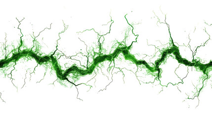 A vibrant green lightning bolt design with jagged edges, conveying energy and movement. isolated on white background.