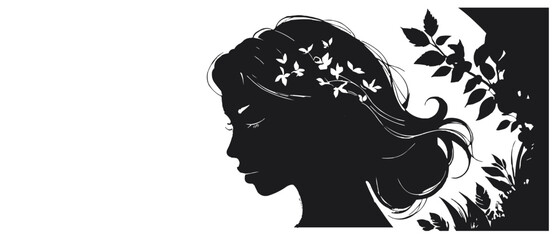 Elegant Woman Silhouette with Flowing Hair – Beauty and Fashion Vector