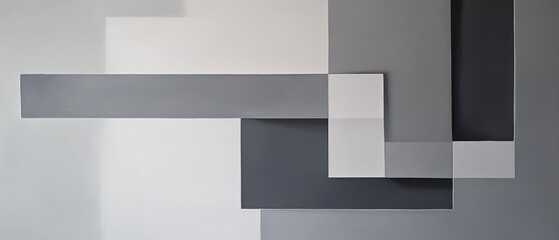 Abstract geometric design with gray and white blocks creating modern art background, minimalistic pattern for interior decoration or wallpaper inspiration.