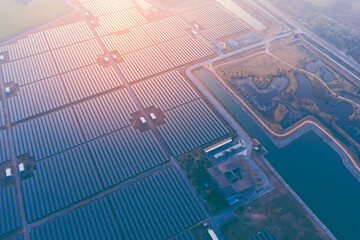 Solar Farm (solar cell), Renewable green alternative energy. Power plant. Solar photovoltaic and Industry produce oil refinery oil, gas refinery, Business petrochemical industrial for transportation.