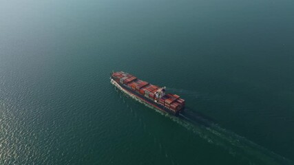 Logistics vessel crossing open waters for trade, Thailand. High quality 4k footage