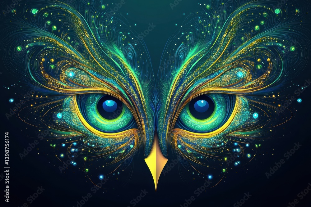 Leinwandbilder colorful abstract owl eyes with swirling patterns and vibrant textures create an enchanting visual e