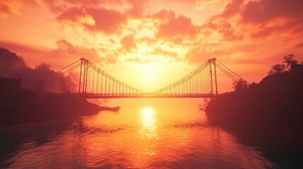 Obraz premium sunset bridge silhouette landscape