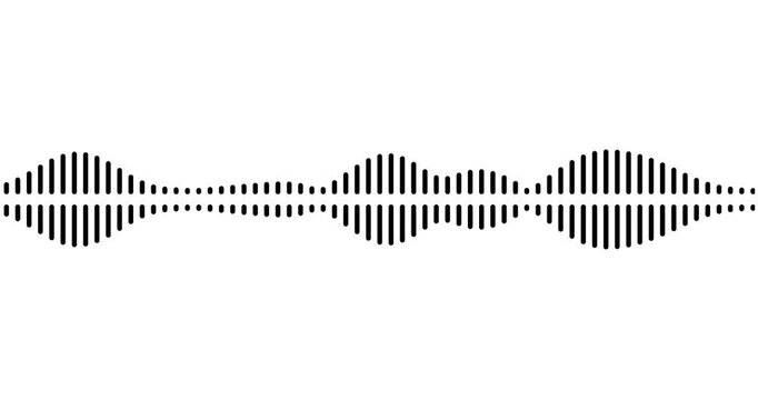 Sound spectrum, audio visualizer. Black waveform equalizer isolated on white background, seamless loop animation
