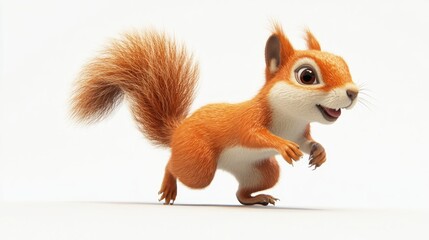 Cute cartoon squirrel running