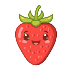 Obraz premium Adorable strawberry cartoon with a cheerful face and vibrant colors perfect for adding a touch of sweetness and joy to any project