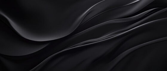 Obraz premium Abstract black background with flowing curves and smooth texture for design, art, wallpaper, and modern aesthetics in luxury and elegance themes.