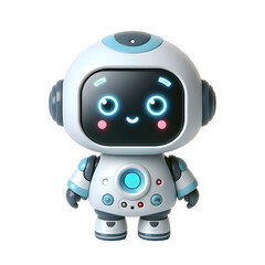Cute Mini ai robot isolated on white background