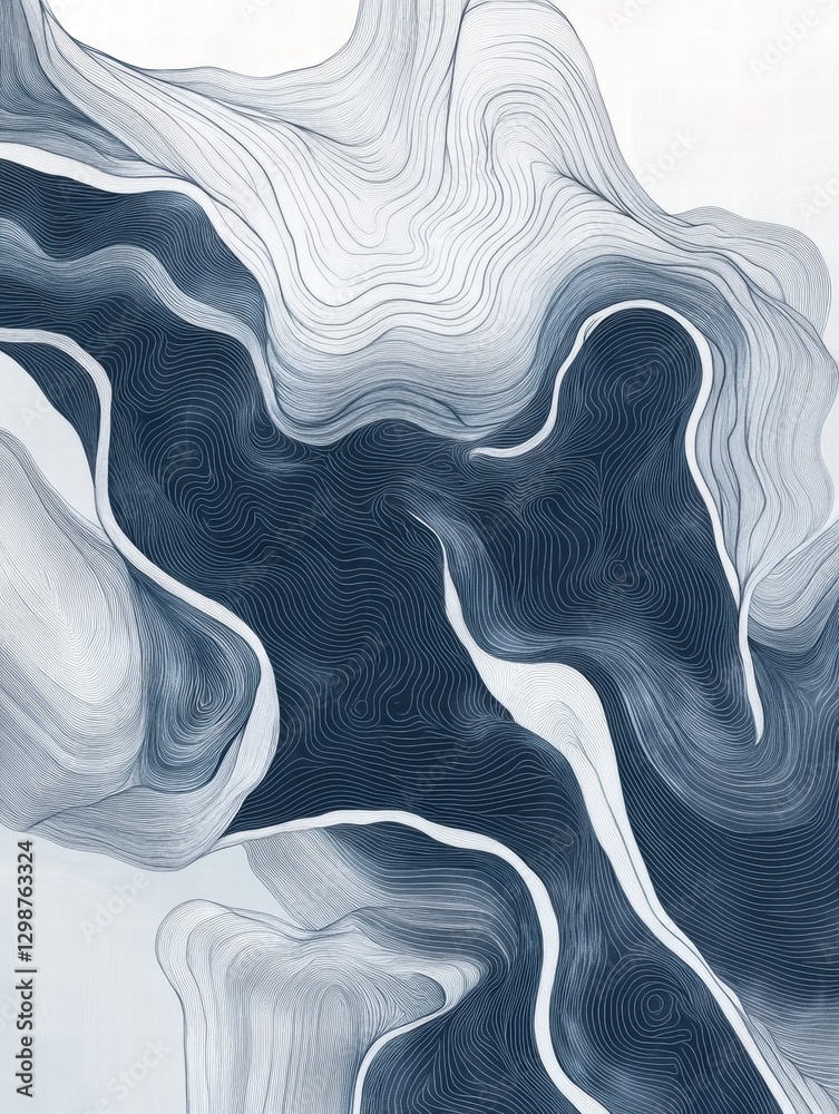 Aufkleber Abstract wave patterns create a fluid design that reflects movement and depth in a minimalist style. Generative AI