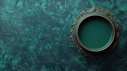 Ornate Round Frame on Textured Green Background