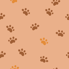 baby animals traces seamless pattern