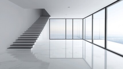 Fototapeta premium Modern Interior with City View