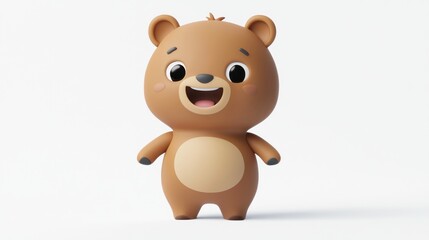 Obraz premium Cute cartoon bear character on white background