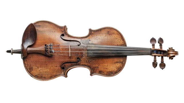 Violin music instrument on transparent background