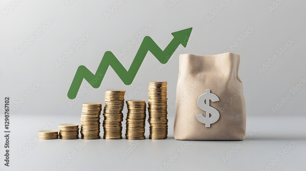 Poster symbolic image depicting the concept of economic growth financial success and increasing profitabili
