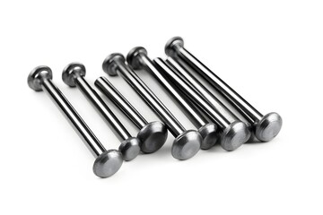 Set of metal nail heads isolated on white background.