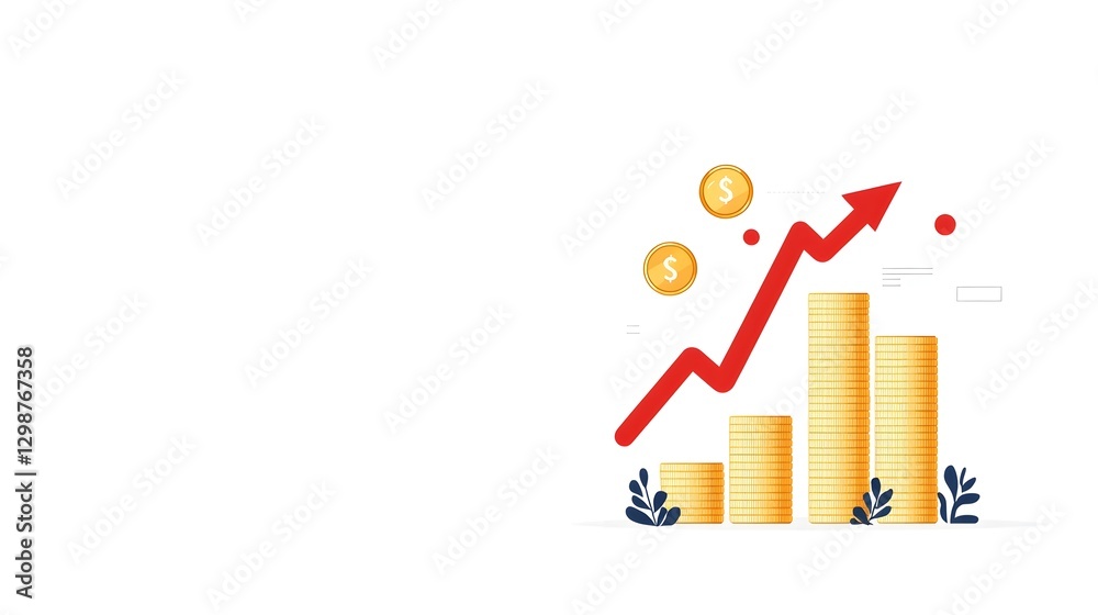 Aufkleber conceptual showcasing the progressive rise in wealth and financial growth represented by stacks of p