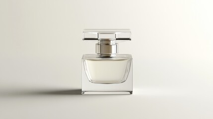 Clear Square Perfume Bottle on Light Background