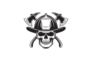 Firefighter Helmet and Skull 
 vector