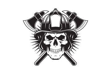 Firefighter Helmet and Skull 
 vector
