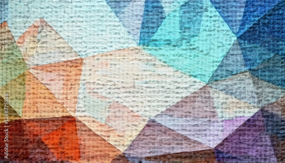 Aufkleber textured polygonal abstract background with soft pastel and vibrant hues, resembling a painted fabri