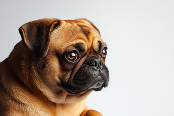 Fototapeta premium Ginger pug dog, studio shot, white background