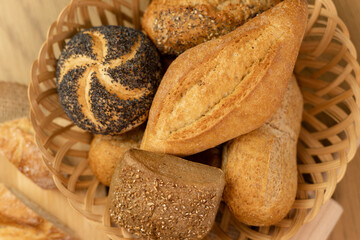 Freshly baked buns are on the table. Baking at home. Breakfast