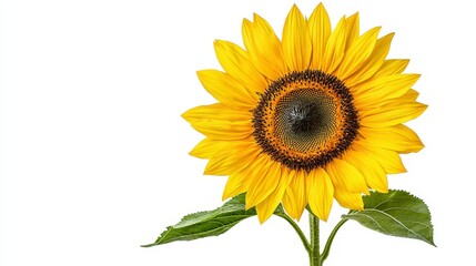 Obraz premium Vibrant Yellow Sunflower Close up on White