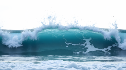 Blue ocean wave splashing, cut out