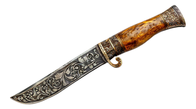 Engraved Knife on transparent background PNG.