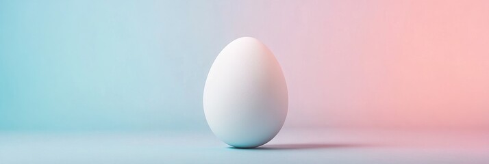 Minimalist white egg against colored gradient background for conceptual design
