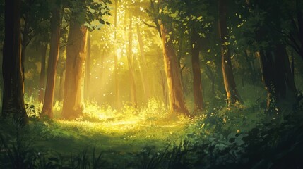 Obraz premium sunlit forest path